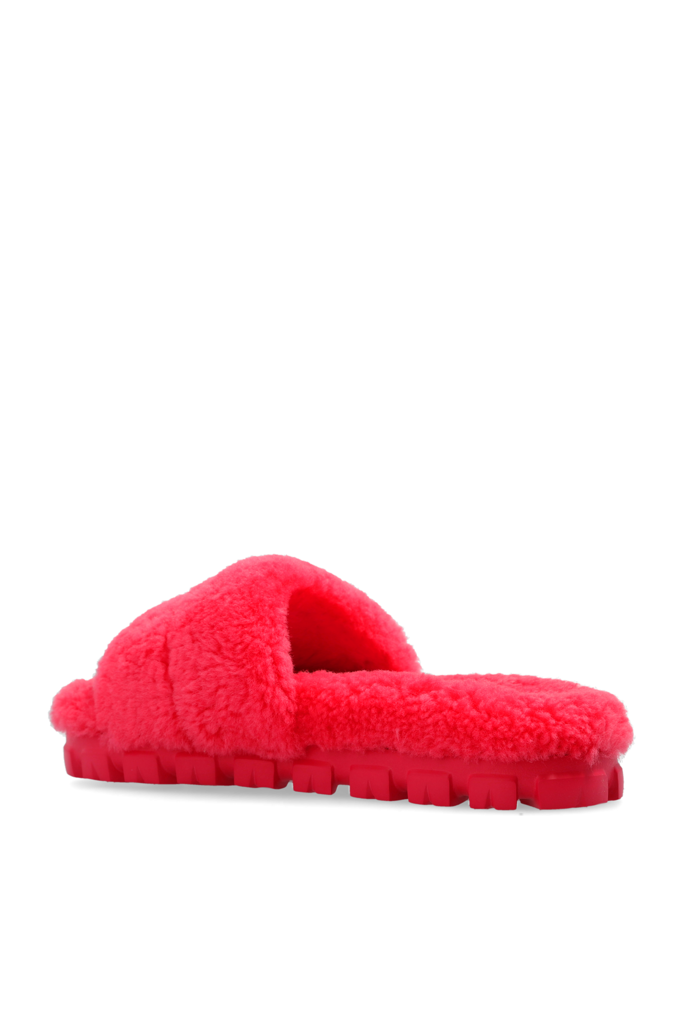 Red ugg hot sale fur slides